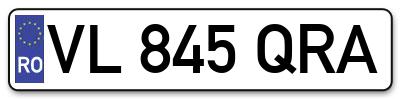 Placuta inmatriculare numar auto  VL-845-QRA, VL 845 QRA, VL845QRA