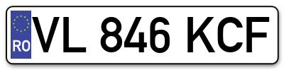 Placuta inmatriculare numar auto  VL-846-KCF, VL 846 KCF, VL846KCF