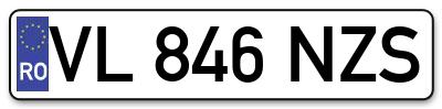 Placuta inmatriculare numar auto  VL-846-NZS, VL 846 NZS, VL846NZS