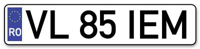 Placuta inmatriculare numar auto  VL-85-IEM, VL 85 IEM, VL85IEM