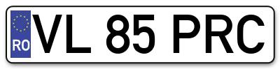 Placuta inmatriculare numar auto  VL-85-PRC, VL 85 PRC, VL85PRC