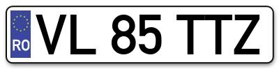 Placuta inmatriculare numar auto  VL-85-TTZ, VL 85 TTZ, VL85TTZ