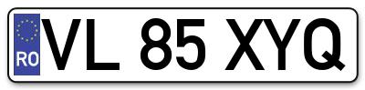 Placuta inmatriculare numar auto  VL-85-XYQ, VL 85 XYQ, VL85XYQ