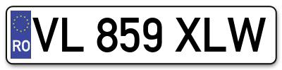 Placuta inmatriculare numar auto  VL-859-XLW, VL 859 XLW, VL859XLW