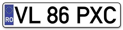 Placuta inmatriculare numar auto  VL-86-PXC, VL 86 PXC, VL86PXC