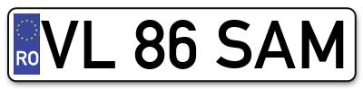 Placuta inmatriculare numar auto  VL-86-SAM, VL 86 SAM, VL86SAM