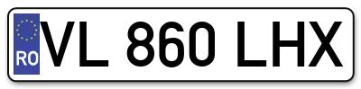 Placuta inmatriculare numar auto  VL-860-LHX, VL 860 LHX, VL860LHX