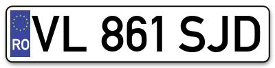 Placuta inmatriculare numar auto  VL-861-SJD, VL 861 SJD, VL861SJD