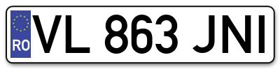 Placuta inmatriculare numar auto  VL-863-JNI, VL 863 JNI, VL863JNI