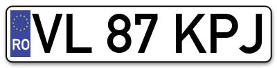 Placuta inmatriculare numar auto  VL-87-KPJ, VL 87 KPJ, VL87KPJ