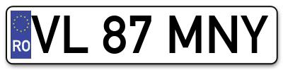 Placuta inmatriculare numar auto  VL-87-MNY, VL 87 MNY, VL87MNY