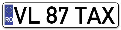 Placuta inmatriculare numar auto  VL-87-TAX, VL 87 TAX, VL87TAX