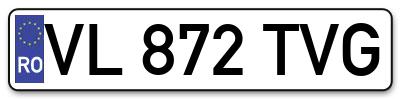 Placuta inmatriculare numar auto  VL-872-TVG, VL 872 TVG, VL872TVG