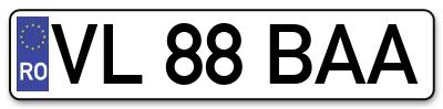 Placuta inmatriculare numar auto  VL-88-BAA, VL 88 BAA, VL88BAA