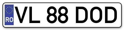 Placuta inmatriculare numar auto  VL-88-DOD, VL 88 DOD, VL88DOD