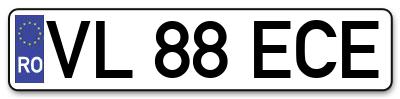 Placuta inmatriculare numar auto  VL-88-ECE, VL 88 ECE, VL88ECE
