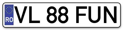 Placuta inmatriculare numar auto  VL-88-FUN, VL 88 FUN, VL88FUN