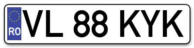 Placuta inmatriculare numar auto  VL-88-KYK, VL 88 KYK, VL88KYK