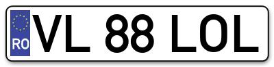 Placuta inmatriculare numar auto  VL-88-LOL, VL 88 LOL, VL88LOL