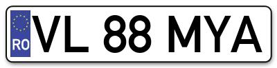 Placuta inmatriculare numar auto  VL-88-MYA, VL 88 MYA, VL88MYA