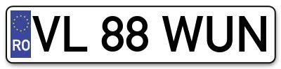 Placuta inmatriculare numar auto  VL-88-WUN, VL 88 WUN, VL88WUN