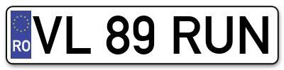 Placuta inmatriculare numar auto  VL-89-RUN, VL 89 RUN, VL89RUN
