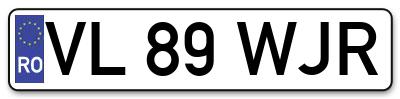 Placuta inmatriculare numar auto  VL-89-WJR, VL 89 WJR, VL89WJR