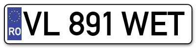 Placuta inmatriculare numar auto  VL-891-WET, VL 891 WET, VL891WET