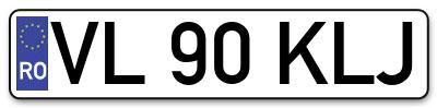 Placuta inmatriculare numar auto  VL-90-KLJ, VL 90 KLJ, VL90KLJ
