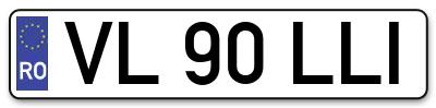 Placuta inmatriculare numar auto  VL-90-LLI, VL 90 LLI, VL90LLI