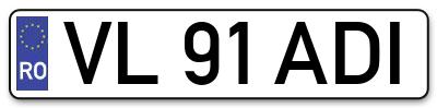 Placuta inmatriculare numar auto  VL-91-ADI, VL 91 ADI, VL91ADI