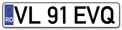 Placuta inmatriculare numar auto  VL-91-EVQ, VL 91 EVQ, VL91EVQ