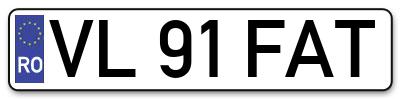 Placuta inmatriculare numar auto  VL-91-FAT, VL 91 FAT, VL91FAT