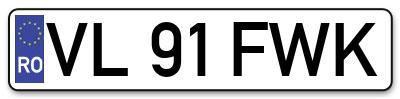 Placuta inmatriculare numar auto  VL-91-FWK, VL 91 FWK, VL91FWK
