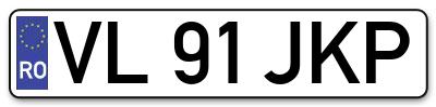 Placuta inmatriculare numar auto  VL-91-JKP, VL 91 JKP, VL91JKP