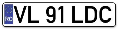 Placuta inmatriculare numar auto  VL-91-LDC, VL 91 LDC, VL91LDC