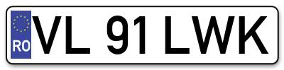 Placuta inmatriculare numar auto  VL-91-LWK, VL 91 LWK, VL91LWK