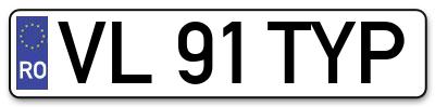 Placuta inmatriculare numar auto  VL-91-TYP, VL 91 TYP, VL91TYP