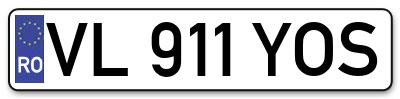 Placuta inmatriculare numar auto  VL-911-YOS, VL 911 YOS, VL911YOS
