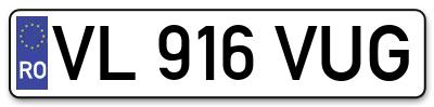 Placuta inmatriculare numar auto  VL-916-VUG, VL 916 VUG, VL916VUG