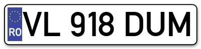 Placuta inmatriculare numar auto  VL-918-DUM, VL 918 DUM, VL918DUM