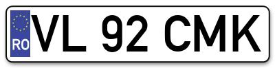 Placuta inmatriculare numar auto  VL-92-CMK, VL 92 CMK, VL92CMK