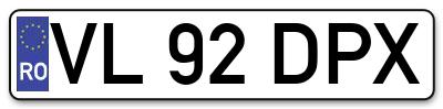 Placuta inmatriculare numar auto  VL-92-DPX, VL 92 DPX, VL92DPX