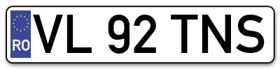 Placuta inmatriculare numar auto  VL-92-TNS, VL 92 TNS, VL92TNS