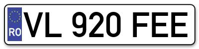 Placuta inmatriculare numar auto  VL-920-FEE, VL 920 FEE, VL920FEE