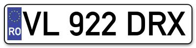 Placuta inmatriculare numar auto  VL-922-DRX, VL 922 DRX, VL922DRX