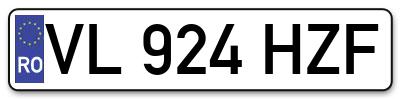 Placuta inmatriculare numar auto  VL-924-HZF, VL 924 HZF, VL924HZF