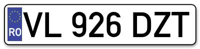 Placuta inmatriculare numar auto  VL-926-DZT, VL 926 DZT, VL926DZT