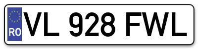 Placuta inmatriculare numar auto  VL-928-FWL, VL 928 FWL, VL928FWL