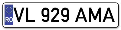 Placuta inmatriculare numar auto  VL-929-AMA, VL 929 AMA, VL929AMA